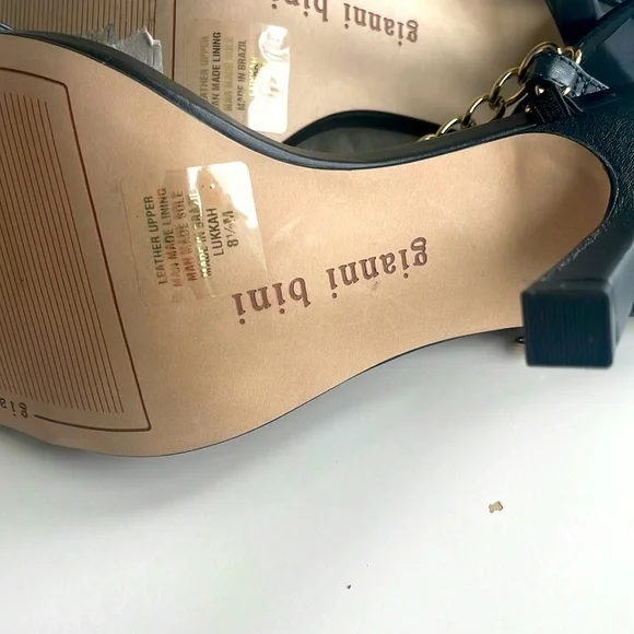 Gianni Bini Black Leather High Heel Strappy Sandals New Size 8.5 - Picture 5 of 7